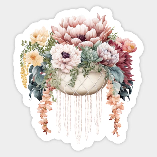 Hanging Basket of Blooms Sticker by bztees3@gmail.com